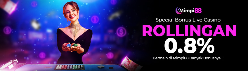 Bonus Mingguan Rollingan Live Casino 0.8%